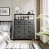YITAHOME 8-Drawer Fabric Dresser with Shelves, Furniture Storage Tower Cabinet, Organizer for Bedroom, Living Room, Hallway, Closet, Sturdy Steel Frame, Wooden Top, Easy Pull Fabric Bins(Black Grey) - Image 3