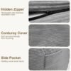 Bean Bag Chair for Adult, Convertible Bean Bag Chair with Washable Corduroy Cover, Memory Foam Bean Bag Chair for Dorm Room, Living Room - Full Grey - Image 5