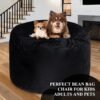 3FT Bean Bag Chairs for Adults with Filling,Big BeanBag Chair with Pocket&Handle,Memory Foam Bean Bags with Velvet Cover for Living Room Bedroom (Black) - Image 7