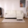 Babion 79" Convertible Sectional Sofa Couch, Linen Fabric L-Shaped Couch 3-Seat Sofa with Removable Ottoman for Living Room, Apartment and Compact Spaces, Beige - Image 3
