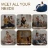 Bean Bag Chair for Adult, Convertible Bean Bag Chair with Washable Corduroy Cover, Memory Foam Bean Bag Chair for Dorm Room, Living Room - Full Grey - Image 7
