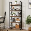 YITAHOME 5 Tiers Bookshelf, Artsy Modern Bookcase, Book Rack, Storage Rack Shelves Books Holder Organizer for Books/Movies in Living Room/Home/Office - Rustic Brown (FTOFBC-0016) - Image 5