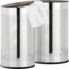 Torre & Tagus Metro Chrome Metal Nested Breathable Laundry Hamper Baskets with Wooden Lids, Set of 2 - Image 2