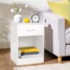 VOWNER White Nightstand with Drawer and Storage Shelf, Bedside Table End Tables, File Cabinet Storage with Sliding Drawers and Shelf for Bedroom - Image 8