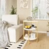 AWQM Marble Side End Table, 3-Tier Sofa Side Table,Small Round Coffee Table Bedside Table, Corner Table w/Metal Frame for Living Room Bedroom, White+Gold - Image 3