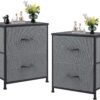 Sweetcrispy Small Nightstand Set of 2 with 2 Drawers, Nightstand for Bedroom, Bedside End Table, Kidsroom Bed Side Table, Wardrobe for Boys and Girls, Dorm, Entryway, Living Room Furniture - Image 2