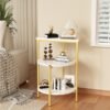AWQM Marble Side End Table, 3-Tier Sofa Side Table,Small Round Coffee Table Bedside Table, Corner Table w/Metal Frame for Living Room Bedroom, White+Gold - Image 5