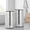 Torre & Tagus Metro Chrome Metal Nested Breathable Laundry Hamper Baskets with Wooden Lids, Set of 2 - Image 8