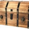 Vintiquewise(TM Large Wooden Pirate Lockable Trunk with Lion Rings - Image 2
