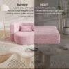 78" Teddy Loveseat Sofa Cloud Couch, 2 in 1 Convertible Sleeper Sofa Bed Full Size, Modern Boucle Floor Sofa Guest Bed with 2 Pillows for Living Room Apartment Office (Pink) - Image 6