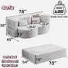 78" Teddy Loveseat Sofa Cloud Couch, 2 in 1 Convertible Sleeper Sofa Bed Full Size, Modern Boucle Floor Sofa Guest Bed with 2 Pillows for Living Room Apartment Office (Pink) - Image 4