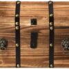 Vintiquewise(TM Large Wooden Pirate Lockable Trunk with Lion Rings - Image 5