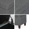 Adeco Chest and Footrest-Square Seat Storage Bench Ottoman, Gray - Image 6