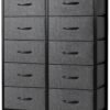 AZL1 Life Concept 10 Drawer Dresser - Fabric Storage Tower, Organizer Unit for Bedroom, Living Room, Hallway, Closets & Nursery - Sturdy Steel Frame, Wooden Top & Easy Pull Fabric Bins, Dark Grey - Image 2