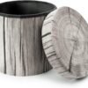 Sorbus Tree Stump Stool, Storage Ottoman 15 Inch Fake Tree Stumps Log Stool Storage, Artificial Tree Trunk, Perfect Footstool Kids Toy Chest, Rustic Log Cabin Decor Bench, Pedestal - Light Gray - Image 2
