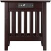 AFI, Mission, Solid Hardwood Side Table with USB Charger, 14 in, Set of 2, Black Espresso - Image 4