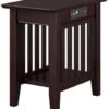 AFI, Mission, Solid Hardwood Side Table with USB Charger, 14 in, Set of 2, Black Espresso - Image 6