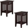 AFI, Mission, Solid Hardwood Side Table with USB Charger, 14 in, Set of 2, Black Espresso - Image 2