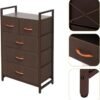 AZL1 Life Concept Storage Dresser Furniture Unit - Large Standing Organizer Chest for Bedroom, Office, Living Room, and Closet - 5 Drawers Removable Fabric Bins - Coffee - Image 6