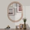 Arch Mirror Bathroom Vanity Wall Mirror with Wood Frame Pop Bagel Shaped Wall Mirror (Light Brown, 32"x24") - Image 2