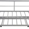 Twin Size Daybed with Foldable Adjustable Trundle,Multi-Function Wooden Bed Frame,w/Solid Metal Slats Provide Stable Support,for Dorm,Apartment,Studio,Office,Silver - Image 6