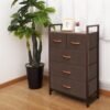 AZL1 Life Concept Storage Dresser Furniture Unit - Large Standing Organizer Chest for Bedroom, Office, Living Room, and Closet - 5 Drawers Removable Fabric Bins - Coffee - Image 5
