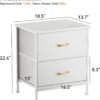 White Nightstand 2 Drawers for Bedroom, Kids Bedside Furniture End Table Night Stand, Wooden Top, Steel Frame, Easy Pull Fabric Drawers, Modern - Image 7