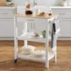 Amazon Basics 2 shelves Kitchen Island Cart with Storage, Solid Wood Top and Wheels, 35.4 x 18 x 36.5 inches, Natural / White - Image 7