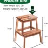 2 Step Wood Stool, Wooden Step Stools for Adults and Kids 250 LBS, Toddler Step Stool Kitchen Helper, Bathroom Stool, Bed Step Stools, Easy to Assemble - Image 5