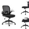 Armless Home Office Desk Chairs,Ergonomic Office Chairs with Lumbar Support,Folding Mesh Backrest Adjustable Swivel Rolling Task Criss Cross Chair,Computer Vanity Gamer Reading Chairs -b (Black-2) - Image 2