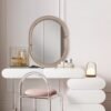Arch Mirror Bathroom Vanity Wall Mirror with Wood Frame Pop Bagel Shaped Wall Mirror (Light Brown, 32"x24") - Image 8