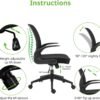 Armless Home Office Desk Chairs,Ergonomic Office Chairs with Lumbar Support,Folding Mesh Backrest Adjustable Swivel Rolling Task Criss Cross Chair,Computer Vanity Gamer Reading Chairs -b (Black-2) - Image 6