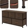 AZL1 Life Concept Extra Wide Dresser Storage Tower with Sturdy Steel Frame, 5 Drawers of Easy-Pull Fabric Bins, Organizer Unit for Bedroom, Hallway, Entryway, Coffee - Image 6
