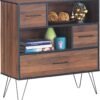 Tangkula 3-Tier Storage Cabinet, Wood File Cabinet with Drawers & 4 Metal Legs, Free Standing Display Bookshelf, Storage Bookcase for Home Office - Image 2