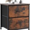 Sweetcrispy End Table with 2 Drawers for Bedroom, Small Bedside Nightstand, Storage Organizer Furniture, Fabric Cabinet Wood Top, Lightweight, Mini Dresser for Clothes, Closet, Dorm, 20" Height - Image 2