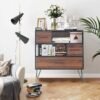 Tangkula 3-Tier Storage Cabinet, Wood File Cabinet with Drawers & 4 Metal Legs, Free Standing Display Bookshelf, Storage Bookcase for Home Office - Image 5