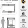 Twin Over Twin Metal Bunk Bed with Ladder/Slats Support/Safety Guardrail for Childs Adults Teens,Weight Capacity 400 lbs(Lower)/350 lbs(Upper),Black - Image 7