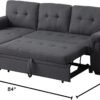 84" L-Shape Linen Reversible Sleeper Sectional Sofa with Storage Chaise, Convertible 3 Seater Tufted Corner Couch w/Pull-Out Bed, for Bedroom Living Room Apartment - Image 4
