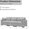 100 Inch Sectional Couches for Living Room,3 Seater Lounge Sofa with 5 Pillows,Extra Comfy Corduroy Sectional Couch with Armrests,Modular Sectional Sofa for Bed Room Apartment Office Grey - Image 3