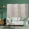 Babion 6 Panel Room Divider, Wood Room Divider, Room Dividers and Folding Privacy Screens, Room Partitions and Dividers, Folding Partition Screen, Bedroom Decoration Off White - Image 3