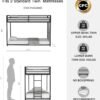 Twin Over Twin Metal Bunk Bed w/Full-Length Guardrail & Side Ladder, Low Metal Bed Frame, No Box Spring Needed, for Kids, Teens, Girls, Boys, Adults - Image 4