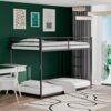Twin Over Twin Metal Bunk Bed w/Full-Length Guardrail & Side Ladder, Low Metal Bed Frame, No Box Spring Needed, for Kids, Teens, Girls, Boys, Adults - Image 2