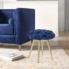 Asense Round Ottoman Footrest Stool Modern Velvet Footstool Seat Soft Padded Dressing Vanity Stool with Anti-Skid Iron Legs - Image 4