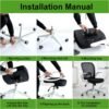 Armless Home Office Desk Chairs,Ergonomic Office Chairs with Lumbar Support,Folding Mesh Backrest Adjustable Swivel Rolling Task Criss Cross Chair,Computer Vanity Gamer Reading Chairs -b (Black-2) - Image 7