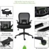 Armless Home Office Desk Chairs,Ergonomic Office Chairs with Lumbar Support,Folding Mesh Backrest Adjustable Swivel Rolling Task Criss Cross Chair,Computer Vanity Gamer Reading Chairs -b (Black-2) - Image 5