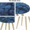 Asense Round Ottoman Footrest Stool Modern Velvet Footstool Seat Soft Padded Dressing Vanity Stool with Anti-Skid Iron Legs - Image 6