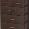 AZL1 Life Concept Storage Dresser Furniture Unit - Large Standing Organizer Chest for Bedroom, Office, Living Room, and Closet - 5 Drawers Removable Fabric Bins - Coffee - Image 2
