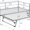 Twin Size Daybed with Foldable Adjustable Trundle,Multi-Function Wooden Bed Frame,w/Solid Metal Slats Provide Stable Support,for Dorm,Apartment,Studio,Office,Silver - Image 4