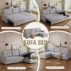 82" Sectional Sleeper Sofa with Storage Chaise & Pull-Out Bed,L-Shape Convertible 3 Seater Couch W/Tufted Backrest,Reversible Sleeper for Living Room Apartment Office,Light Gray - Image 5
