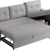 82" Sectional Sleeper Sofa with Storage Chaise & Pull-Out Bed,L-Shape Convertible 3 Seater Couch W/Tufted Backrest,Reversible Sleeper for Living Room Apartment Office,Light Gray - Image 7
